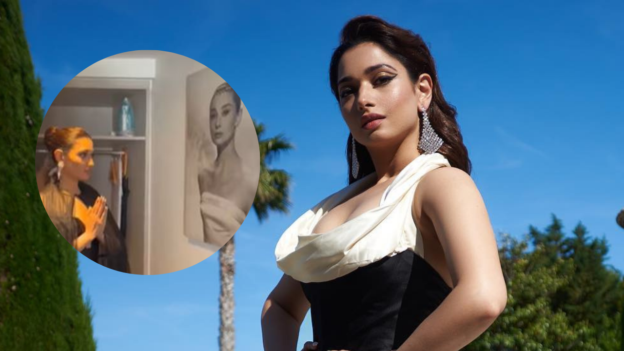 Tamannaah Bhatia takes blessings from Audrey Hepburn's poster