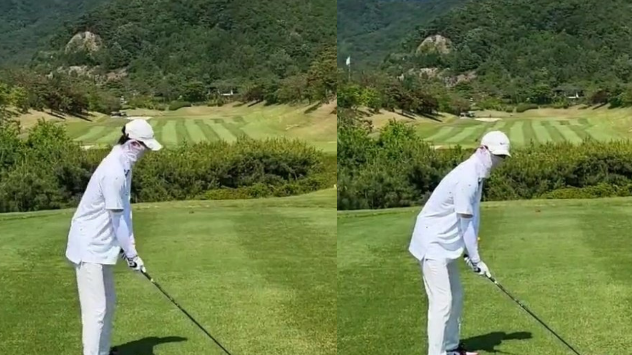 BTS' Jin shows off his golfing skills