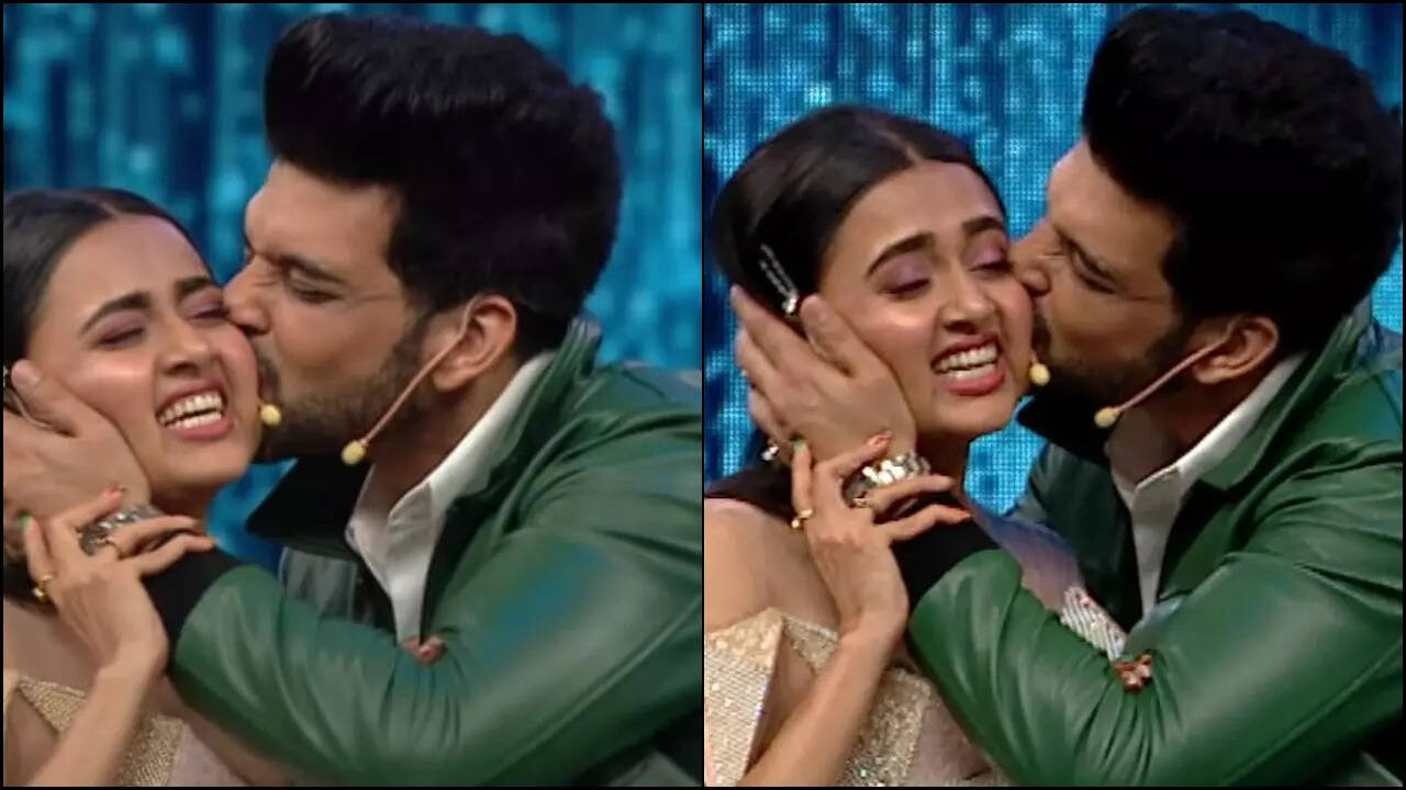 Karan Kundrra gets trolled for kissing Tejasswi Prakash on kids show