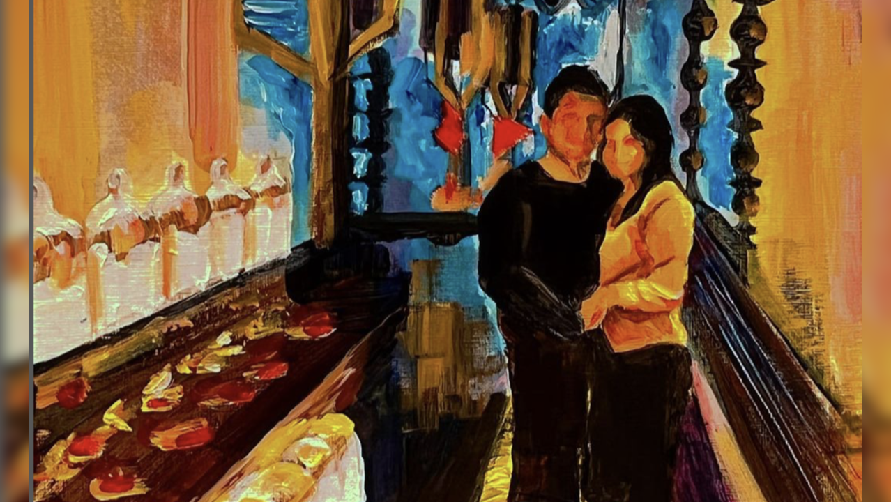 Painting featuring KK and his wife