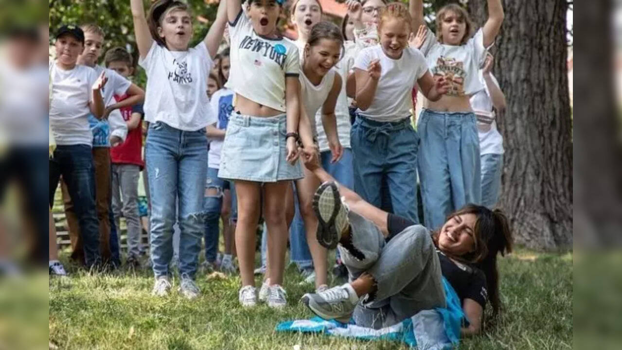 Priyanka with the kids