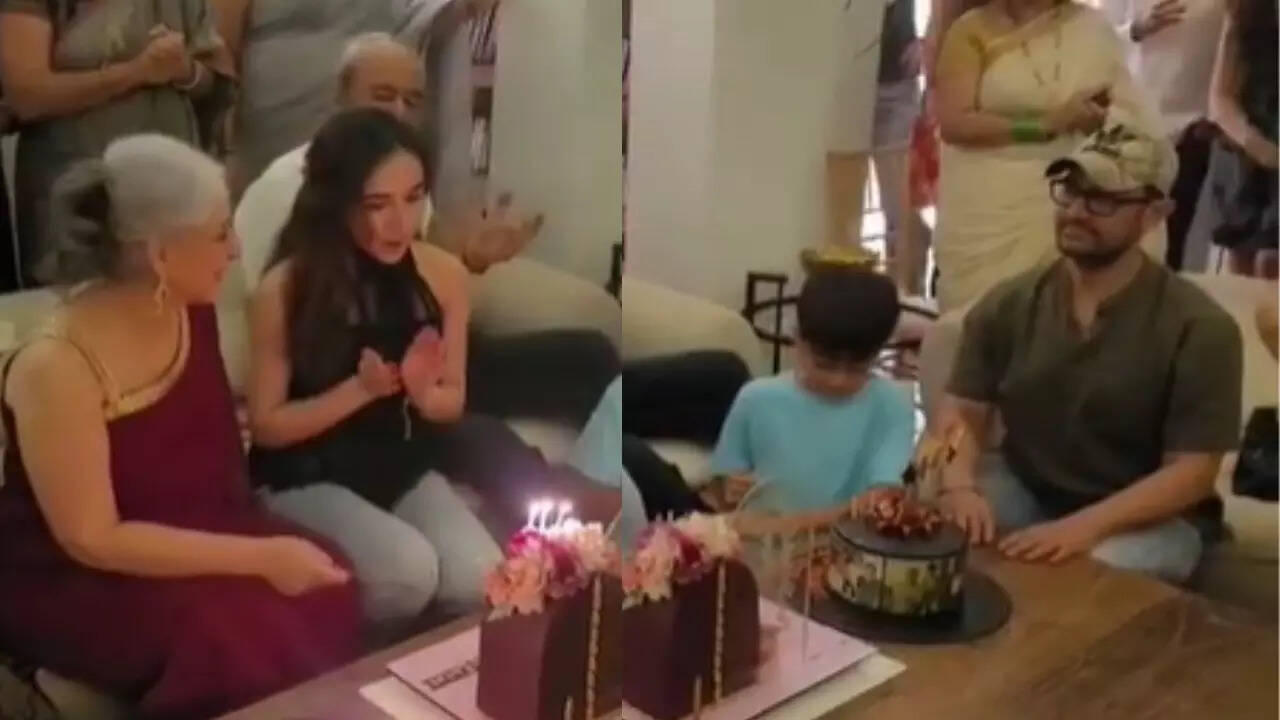 Aamir Khan cutely feeds cake to sister Nikhat Hegde in inside video from latter's birthday; Ira and Azad join father