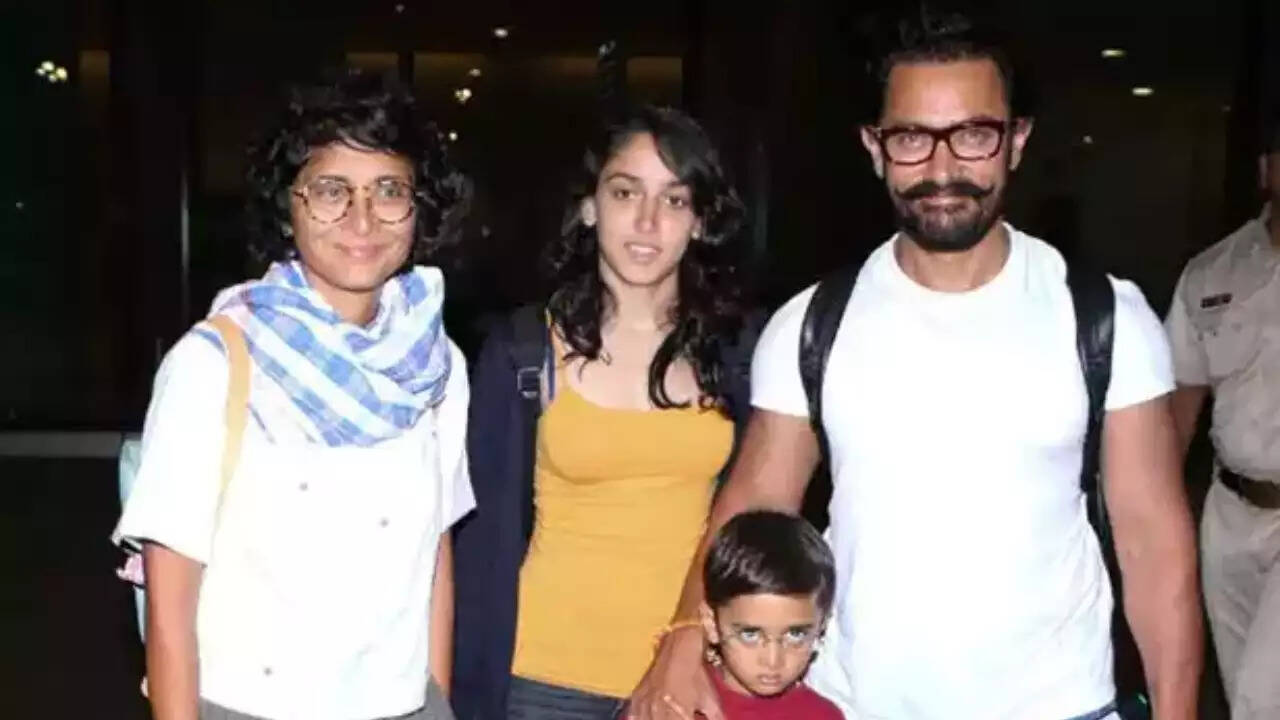 Aamir with Kiran and kids