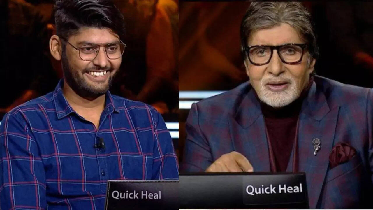 KBC 14 contestant Kamesh Kumar Singh and Amitabh Bachchan