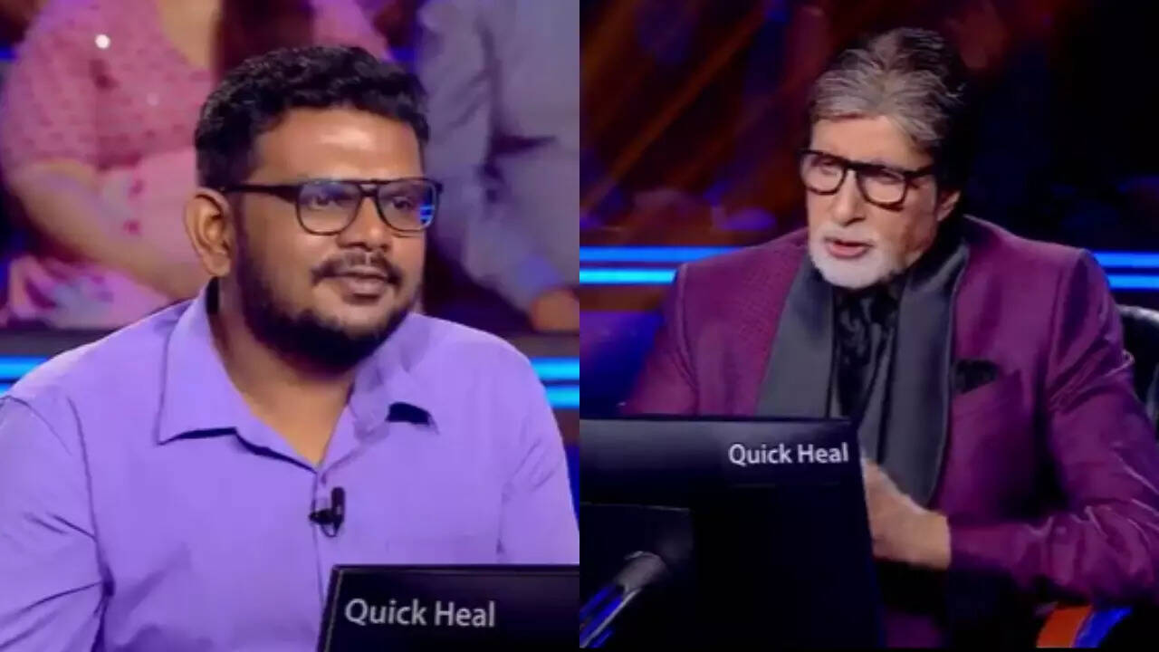 KBC 14 host Amitabh Bachchan calls contestant Karan Thakore adbhut during the game. Pic Credit : Instagram