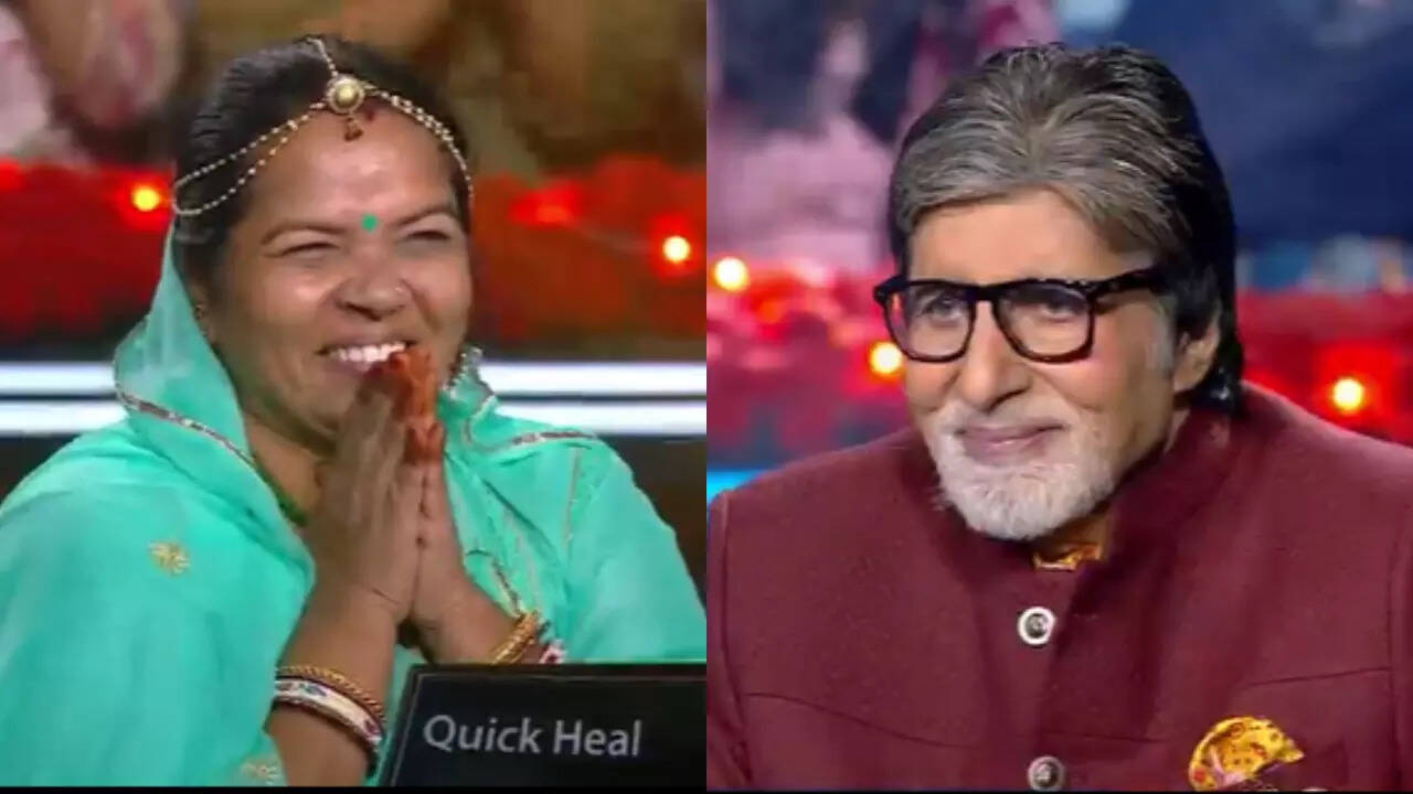 KBC 14 host Amitabh Bachchan offers to donate money to contestant Shobha Kanwar. Pic Credit : Instagram