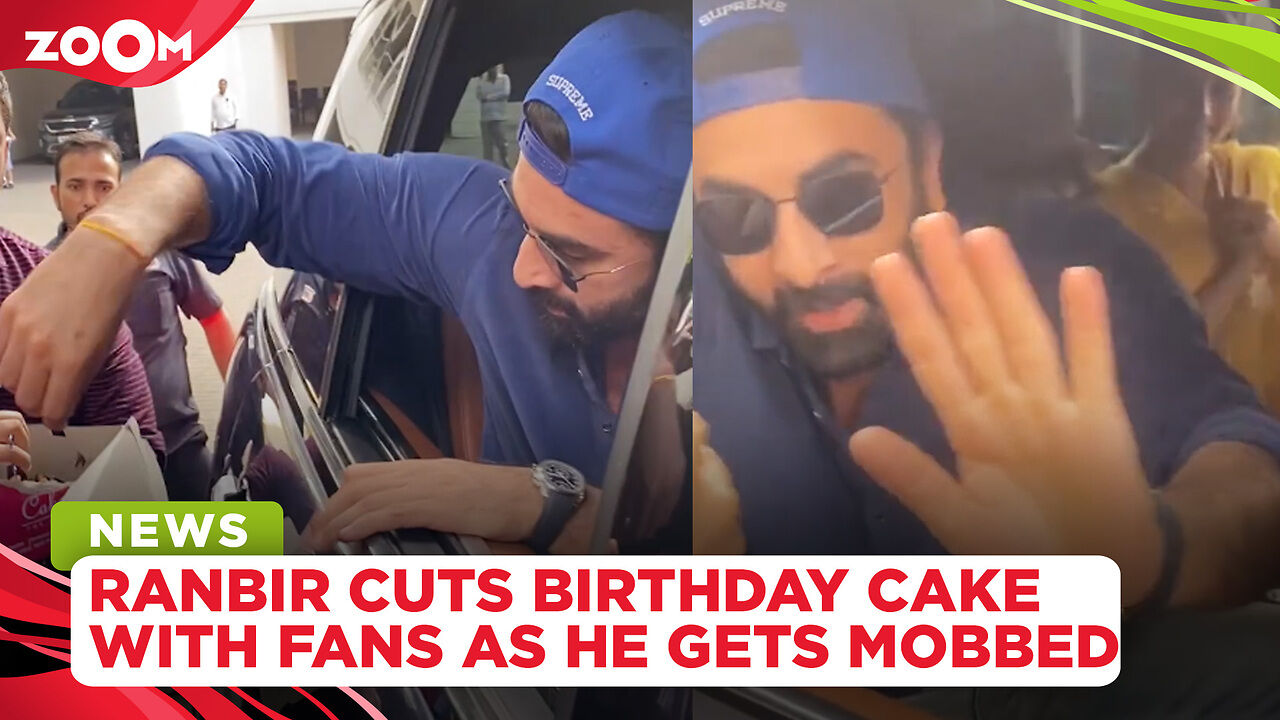 Ranbir Kapoor cuts cake as he gets MOBBED by fans while heading out ...