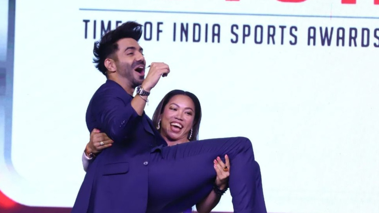 Olympics silver-medallist Mirabai Chanu lifts Aparshakti Khurana at an event, actor's reaction is unmissable - WATCH