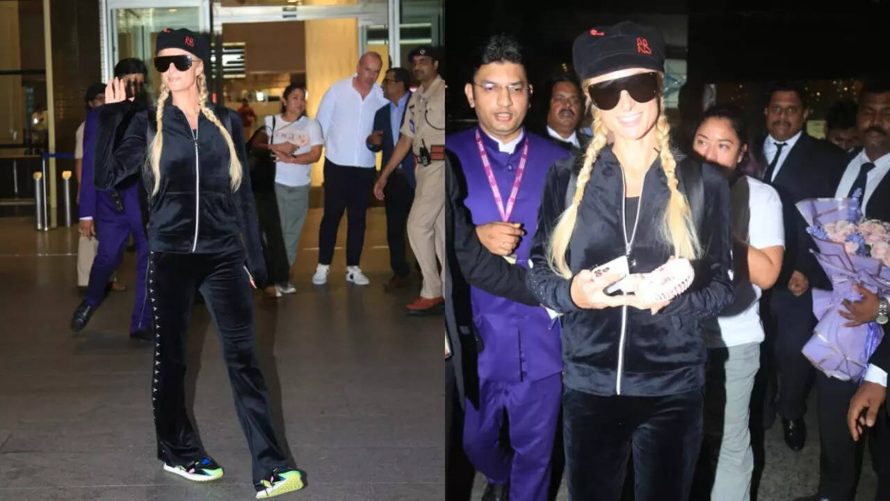 Paris Hilton arrives at Mumbai airport. Pic Credit: Varinder Chawla