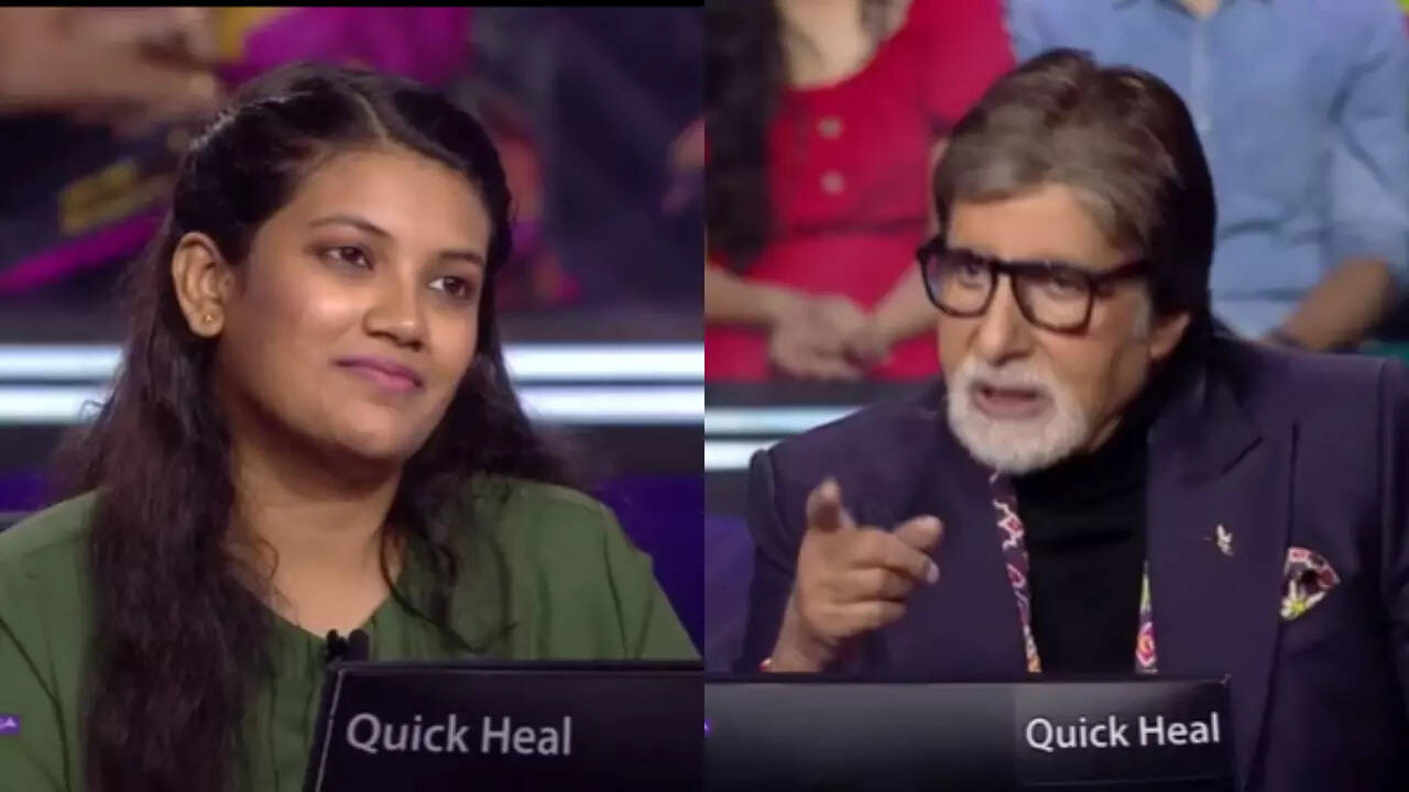 KBC 14 host Amitabh Bachchan suggests contestant Surabhi Geetey some of his favourite vads pav outlets. Pic Credit: Sony TV official Instagram