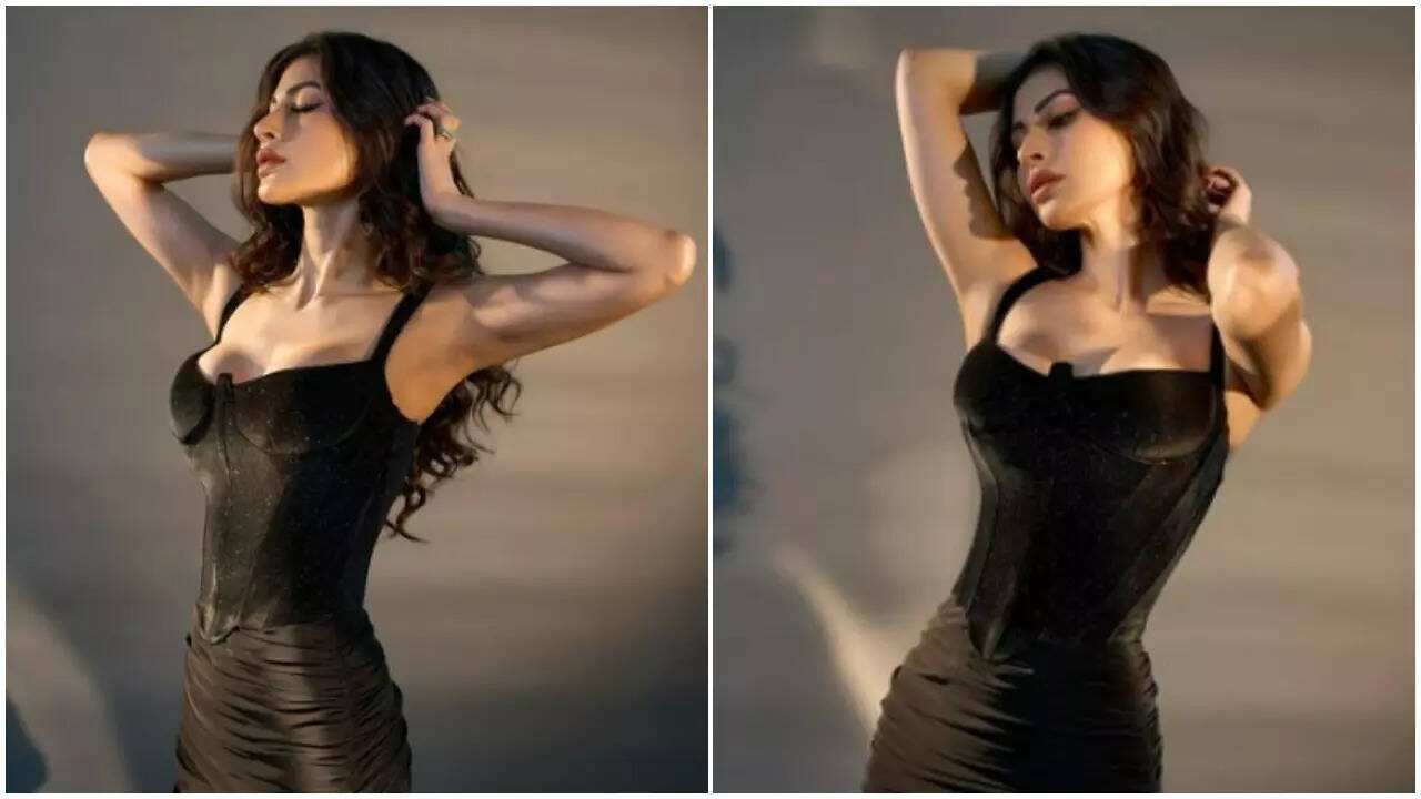 Mouni Roy sets the internet on fire in a black corset dress. Pic Credit: Instagram