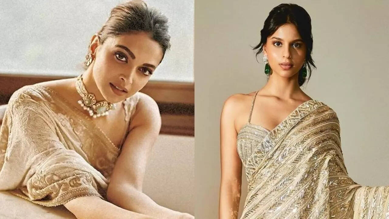 Netizens call Shah Rukh Khan's daughter 'Deepika Padukone 2.0' as she stuns in golden saree for Diwali party