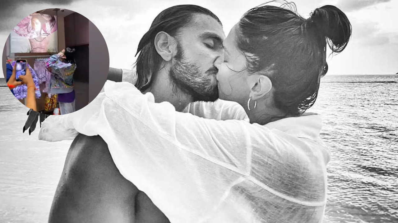 Deepika Padukone goes, 'find someone who looks at you...' as Ranveer Singh blows kisses to her poster