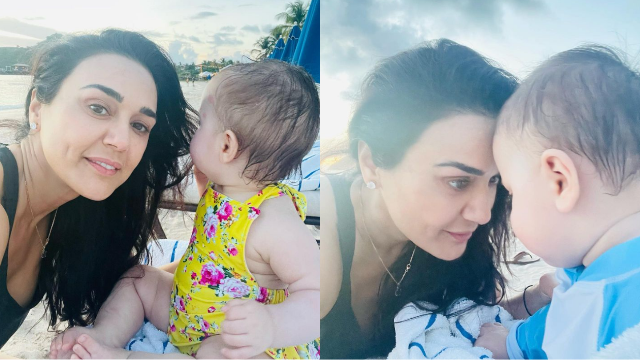 Preity Zinta with her kids