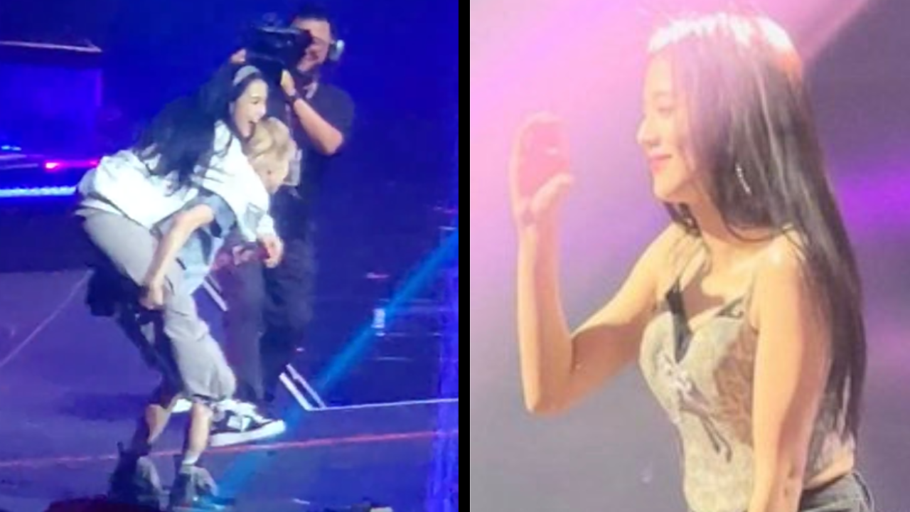 Rosé gives Jisoo a piggyback ride during concert