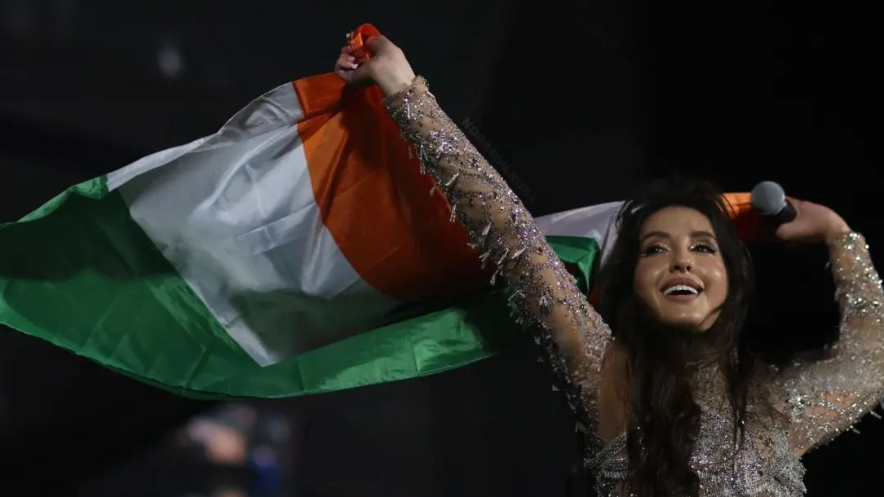 Nora Fatehi waves the Indian flag at FIFA FanFest