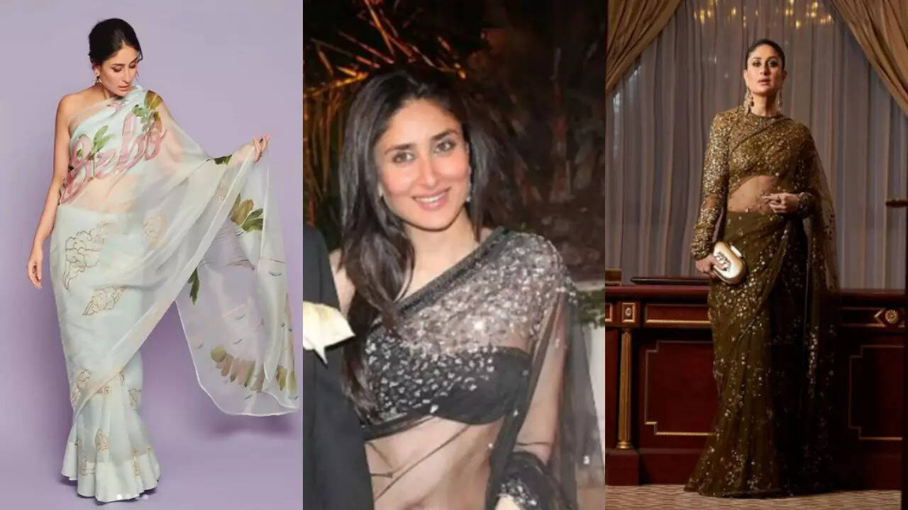 Check out 5 sizzling looks served by Kareena Kapoor in a sheer saree. Pic Credit: Instagram