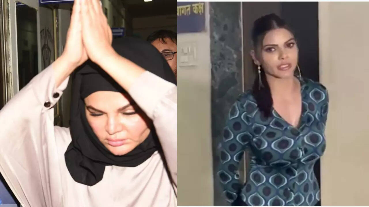 Rakhi Sawant leaves police station after investigation in Sherlyn Chopra case