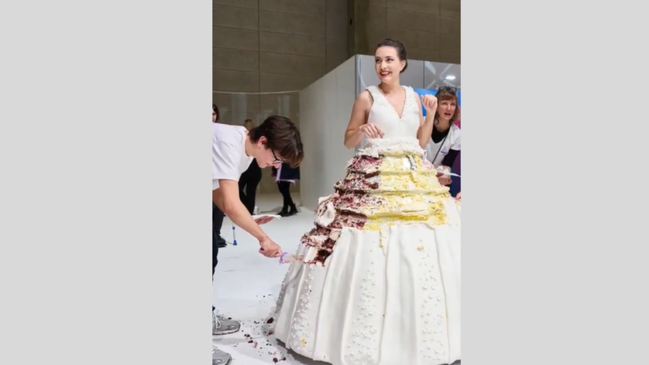 Guinness World Records for the largest wearable cake dress. Pic Credit: Instagram