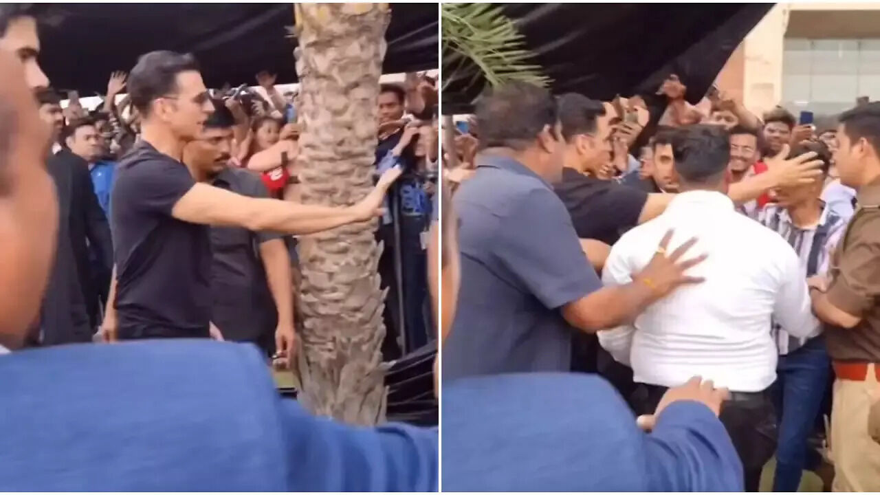 Akshay Kumar fan jumps barricade to meet him, security stopped the boy ...