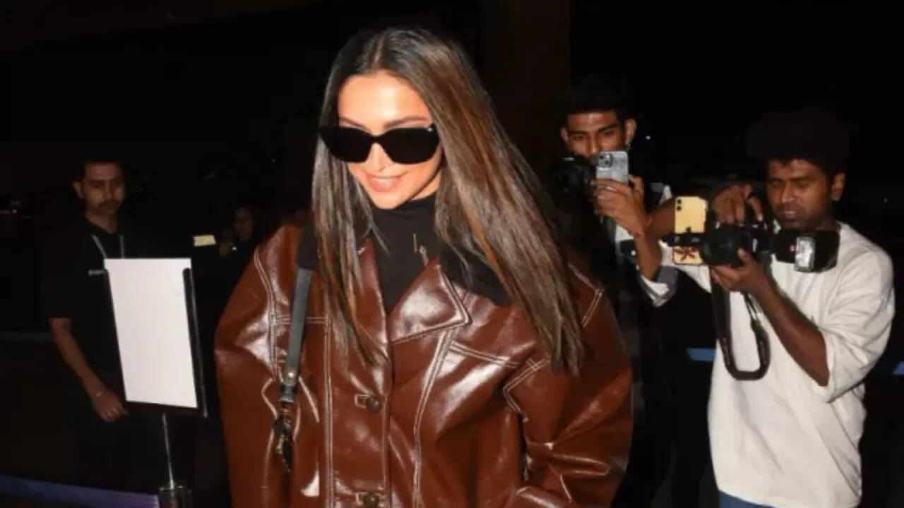 Deepika Padukone sports leather jacket, debuts new hair colour in airport look