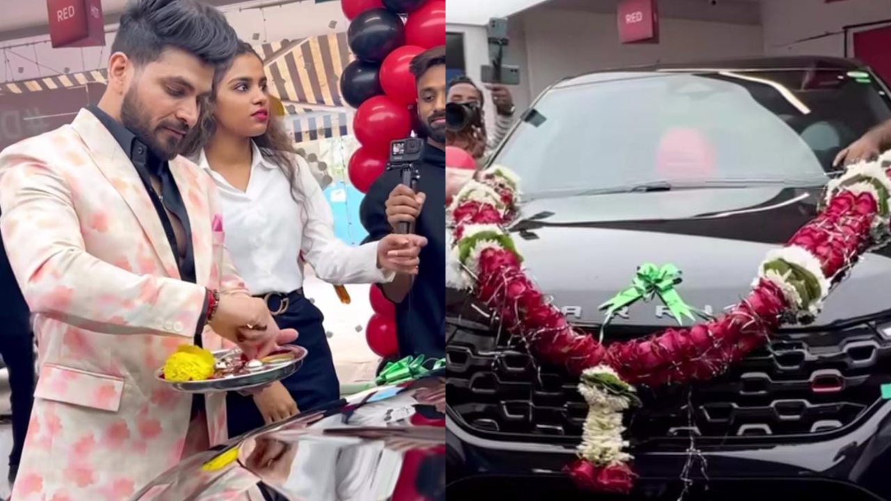 Shiv Thakare and his Tata Harrier car