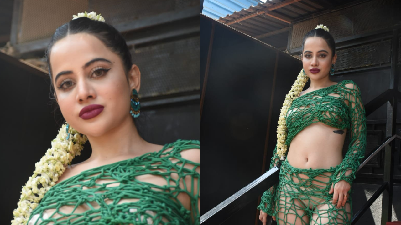 Urfi Javed Serves Another BOLD Look In Green-Rope Dress, Braid Wrapped In Gajra. See Pics