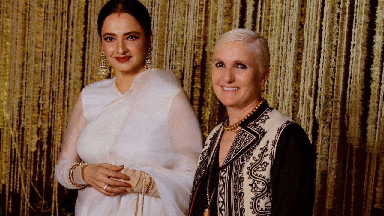 Rekha with designer Maria Grazia Chiuri