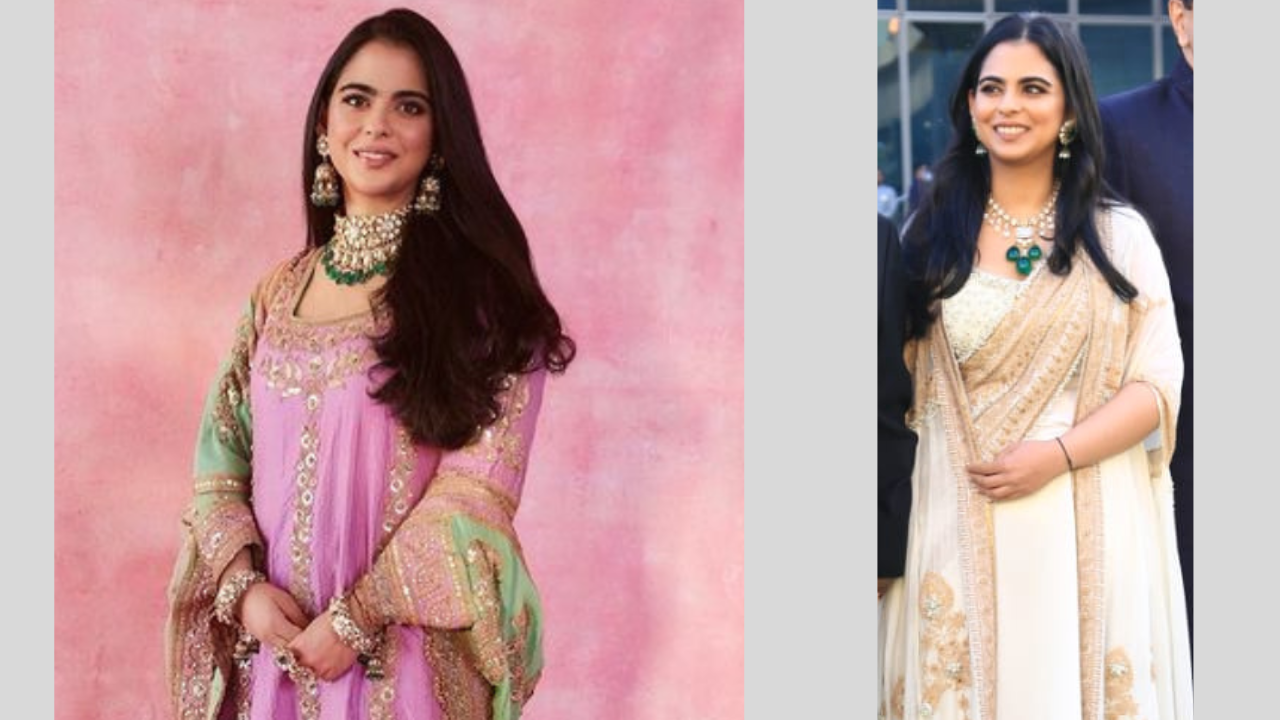 Isha Ambani and Mukesh Ambani for NMACC grand opening