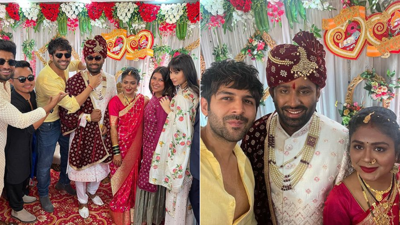 Kartik Aaryan at his bodyguard’s wedding